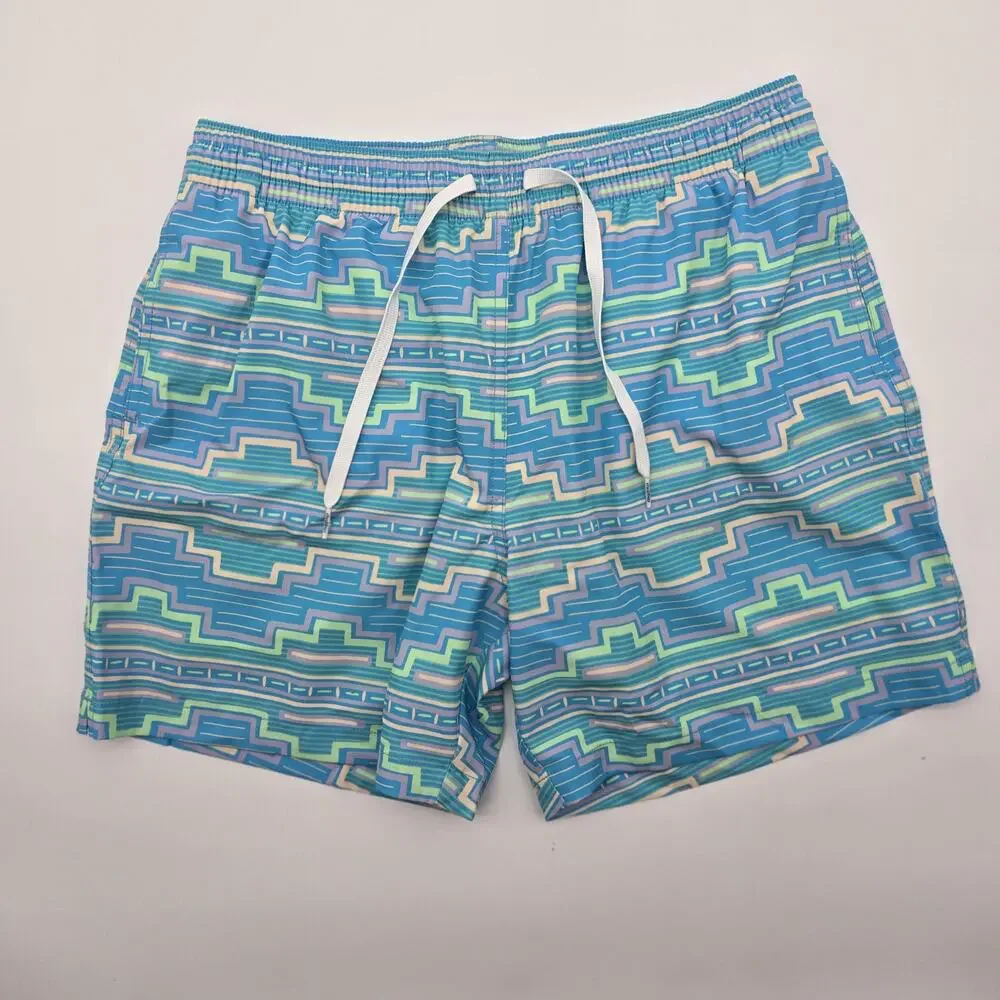 Chubbies Swim Trunks Mens Large 5.5 Inch Blue Aztec Shorts Boxer Liner